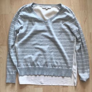 LOFT STRIPED SWEATER! CREAM SHEER BACK!